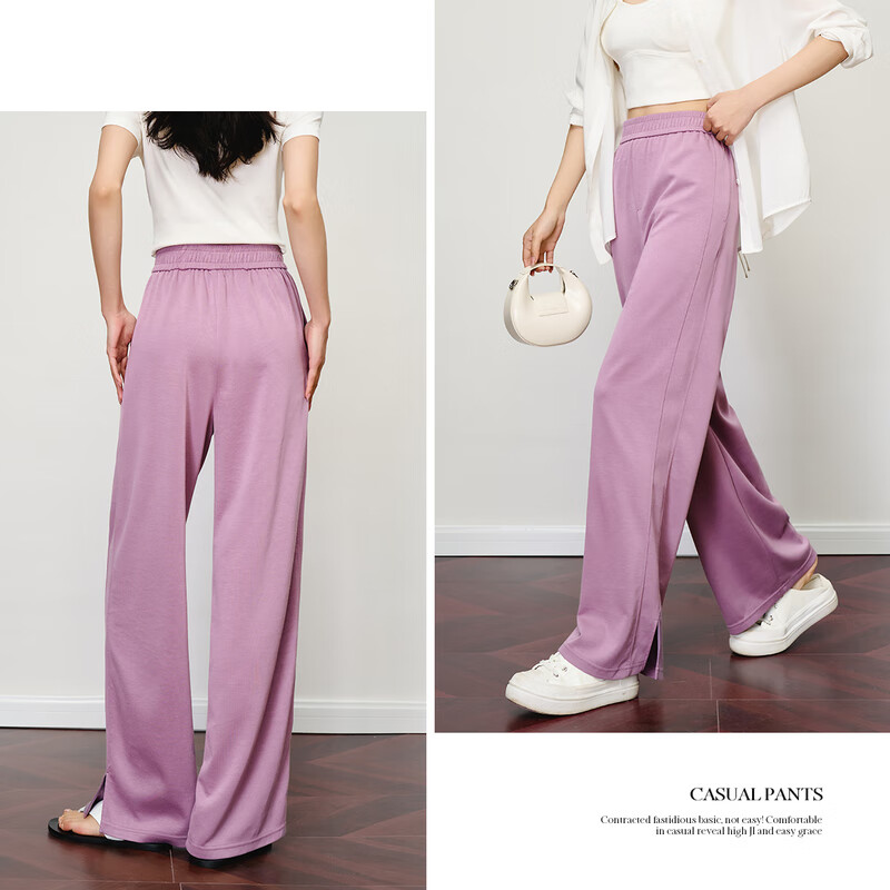 Oulain Loose Casual Pants for Women, Summer High-End Wide-Leg Trousers with Draping Effect, Gray, M