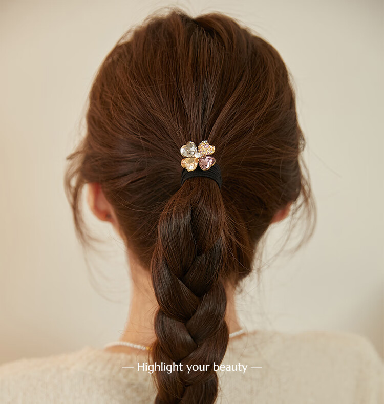 CHIMERA Four-Leaf Clover Hair Tie, Ponytail Holder, Elastic Band, Hair Ties, Hair Accessories, Women's Mid-Autumn Festival Gift 1