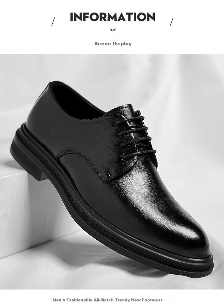Poitulas Men's Lace-Up Business Casual Formal Shoes, British Derby Wear-Resistant Wedding Shoes for Men, 9116 Black, Size 43 5
