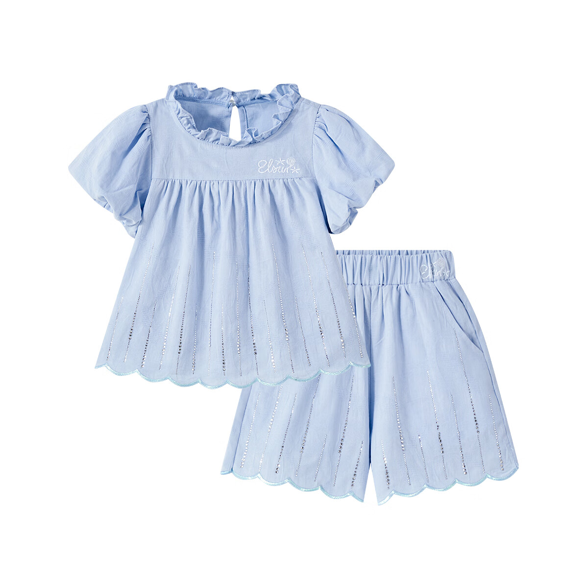 Disney Children's Set, Elsa Princess Girls' Outfit, Summer 2026 New Style, Trendy Short-Sleeve T-Shirt And Shorts Two-Piece Set