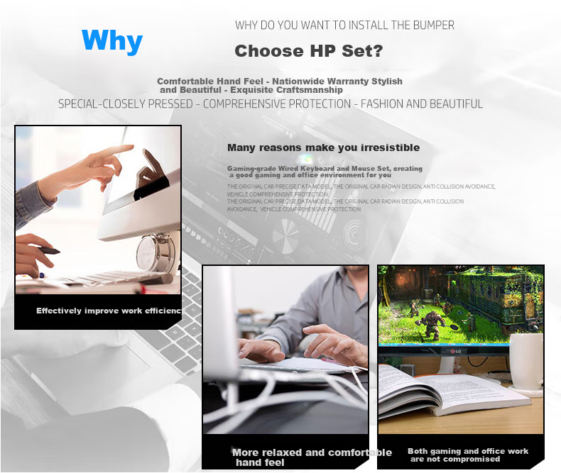 HP Keyboard And Mouse Combo, Mechanical Feel Gaming E-Sports Wired USB Interface, Compatible with Laptops And Desktop Computers, Suitable for Business And Office Use 3