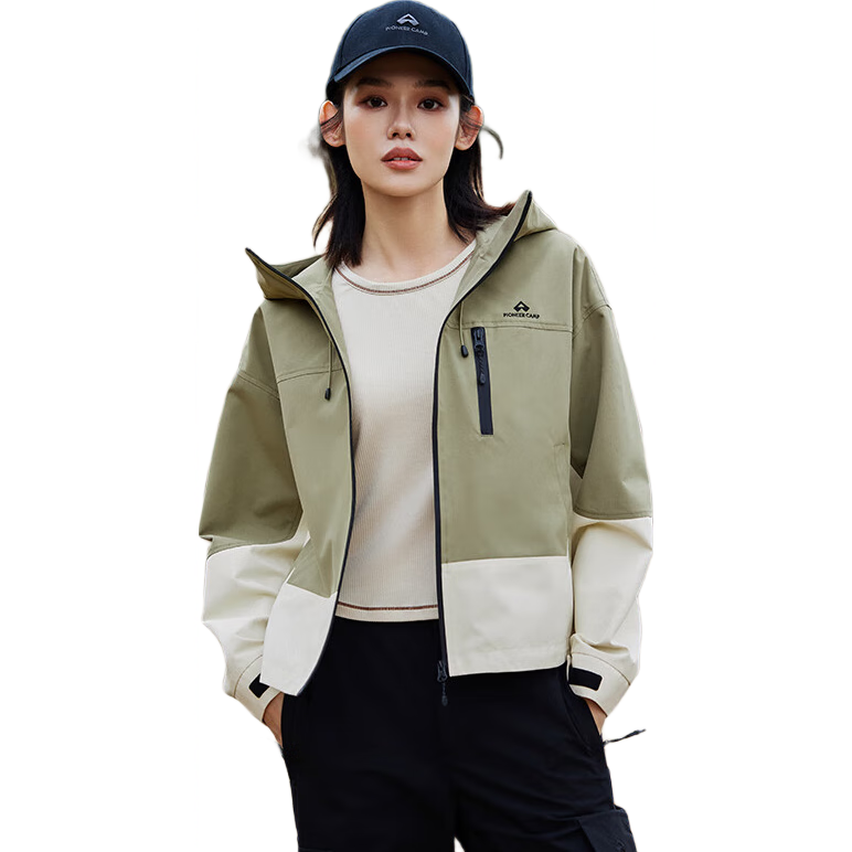 Pioneer Camp New Women's Jacket, Windproof And Waterproof Long-Sleeve Coat, Outdoor Short Hooded Jacket, Spring And Autumn Commuter Wear