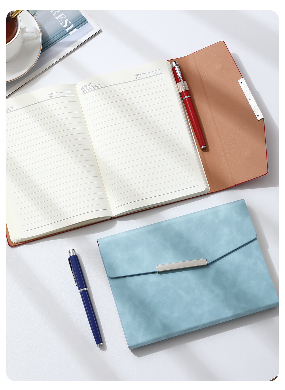 Faramon Notebook Gift Box Set, Yangba High-Quality Journal Gift Box with Three-Fold Leather Cover, Diary for Teachers' Gifts, Corporate Annual Meetings, Customizable, Red - Gift Box Packaging 4