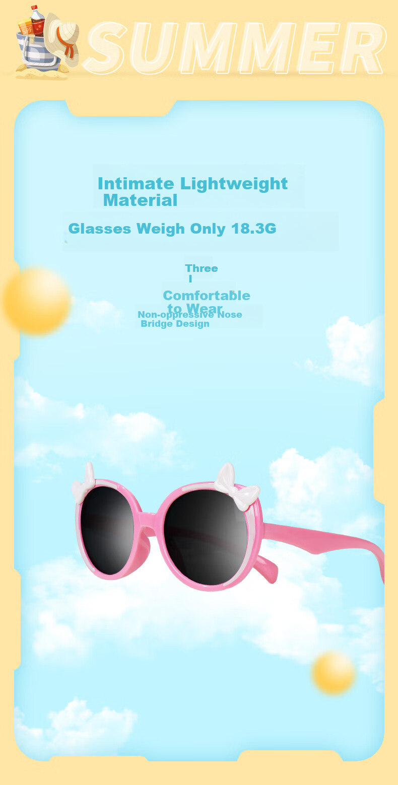 Angelamiao Children's Sunglasses, Girls' Sunglasses, Little Sheep Children's Glasses, Soft Rubber Eyeglass Frames, Baby Sunglasses for Back to School 6