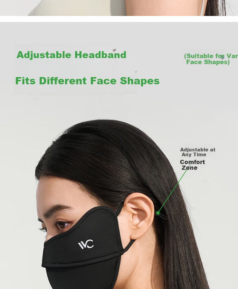 VVC Sun Protection Face Mask for Women, UV-Resistant, Fishbone Structure, Breathable, Eye Corner Protection Mask, Cloud Light Blue, 1 Piece 10
