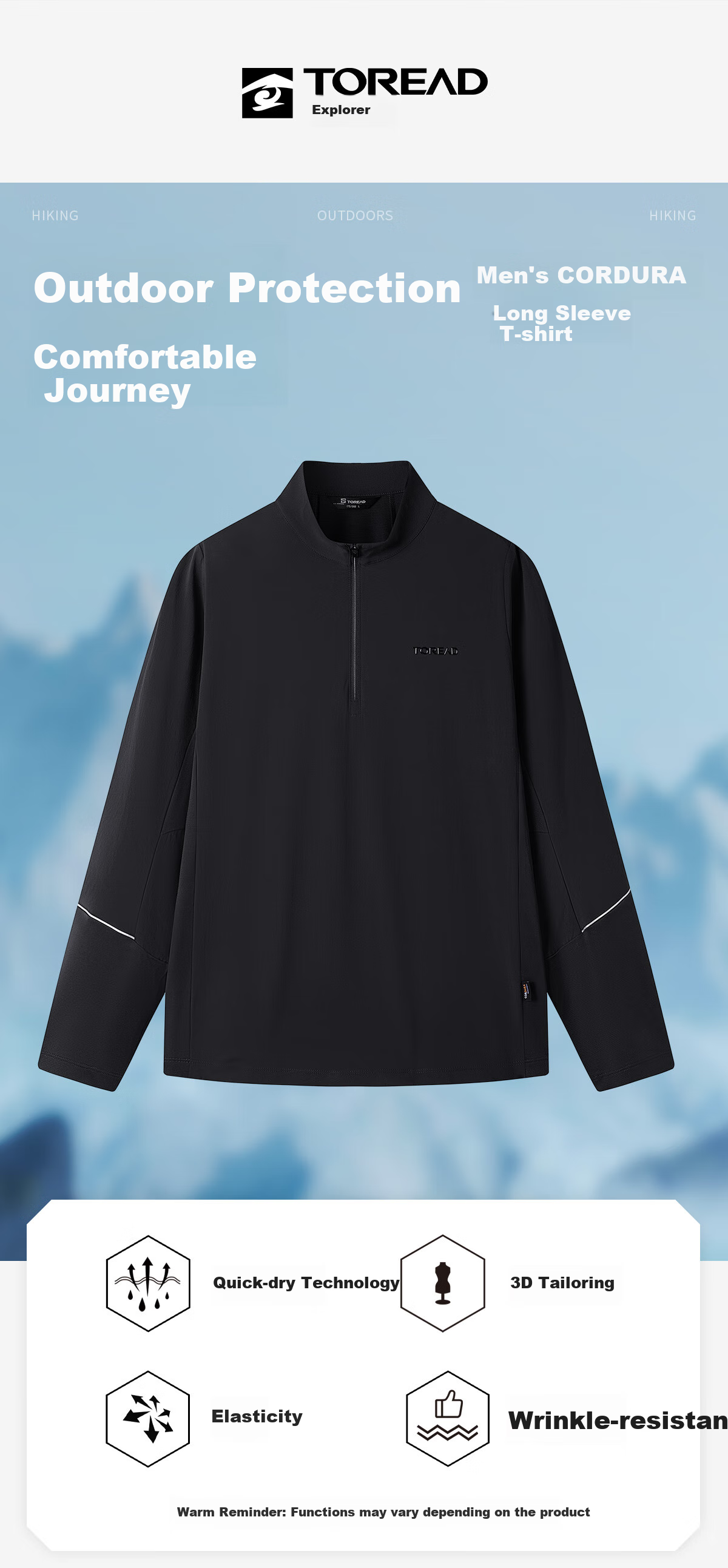 TOREAD Long-Sleeve T-Shirt for Men, Spring And Summer Quick-Dry Breathable Top, Outdoor Casual Stand-Up Collar Sports Tee TAJJCN81838 1