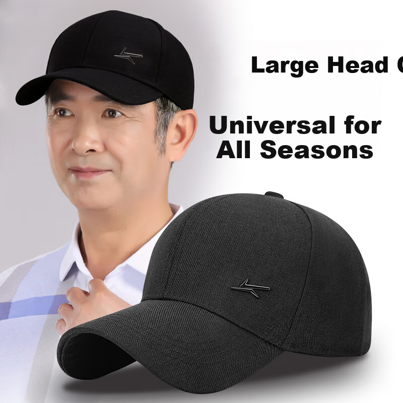 Jiancai Father's Day Gift, Large Size Baseball Cap for Men, All-Season New Style, Hard Top Hat for Middle-Aged And Elderly Fathers And Grandfathers