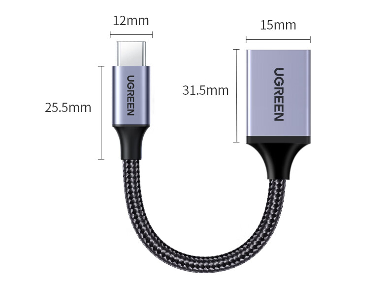 UGREEN Type-C to USB 3.2 Adapter OTG Data Cable Compatible with Apple 18/17/16 Huawei Phones, USB Flash Drive, Tablet, Laptop, Headphones, Keyboard And Mouse 19