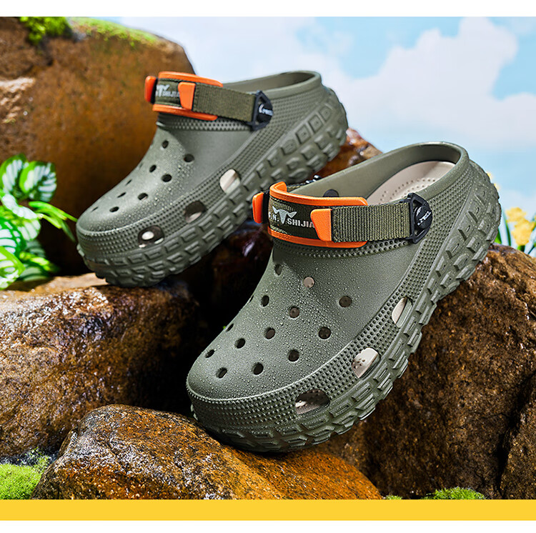 G.N.Shi Jia Men's Shoes, Summer Outdoor Wear, Thick-Soled Hollow Breathable Hole Shoes, Outdoor Stream Tracing Beach Sandals 22