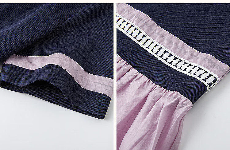 Demana [215G Pique Mesh] Summer Relaxed Fit Commuter Crew Neck Short Sleeve Color-Block Trim Women's Dress 8