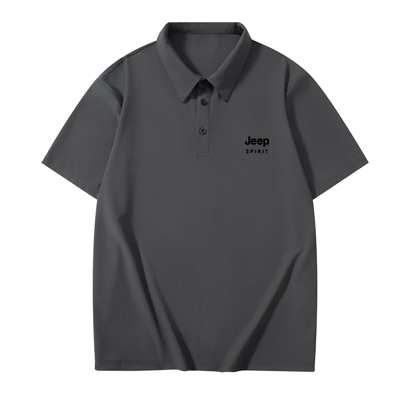 JEEP SPIRIT Short-Sleeve Polo Shirt for Men, Ice Silk Quick-Dry Short Sleeve, Loose-Fitting Sports Casual T-Shirt for Summer, Gray XL