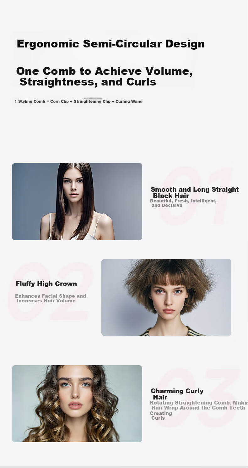 Jindao Straight Hair Brush with Plasma Ion Inner Curling Iron for High Crown Volume, Cornet Hair Clip, Frizzy Hair Improvement, Straightening Iron Brush, Plug-In Model KD3821, Purple, Portable, Mid-Autumn Festival Gift, Birthday Present 14