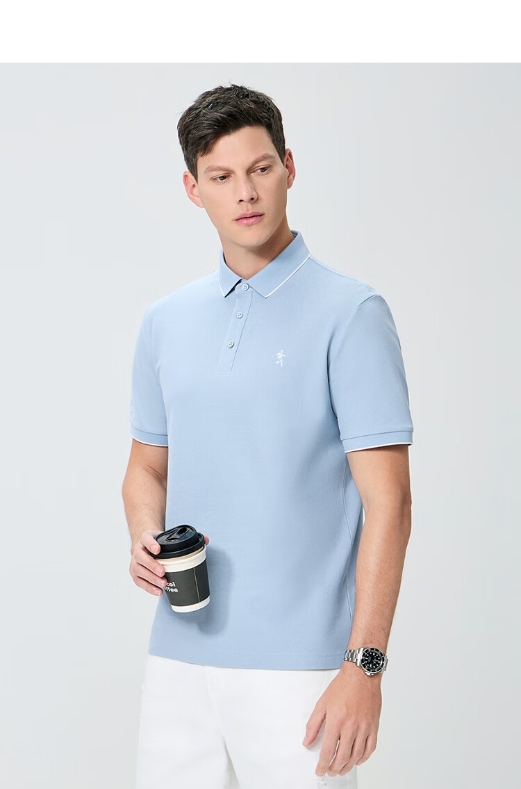 DANCING WOLVES [7A Antibacterial 2A Anti-Mite] Cool And Shape-Retaining Collar Breathable Men's Short Sleeve POLO, 102 Navy Blue, 2XL(185) 17