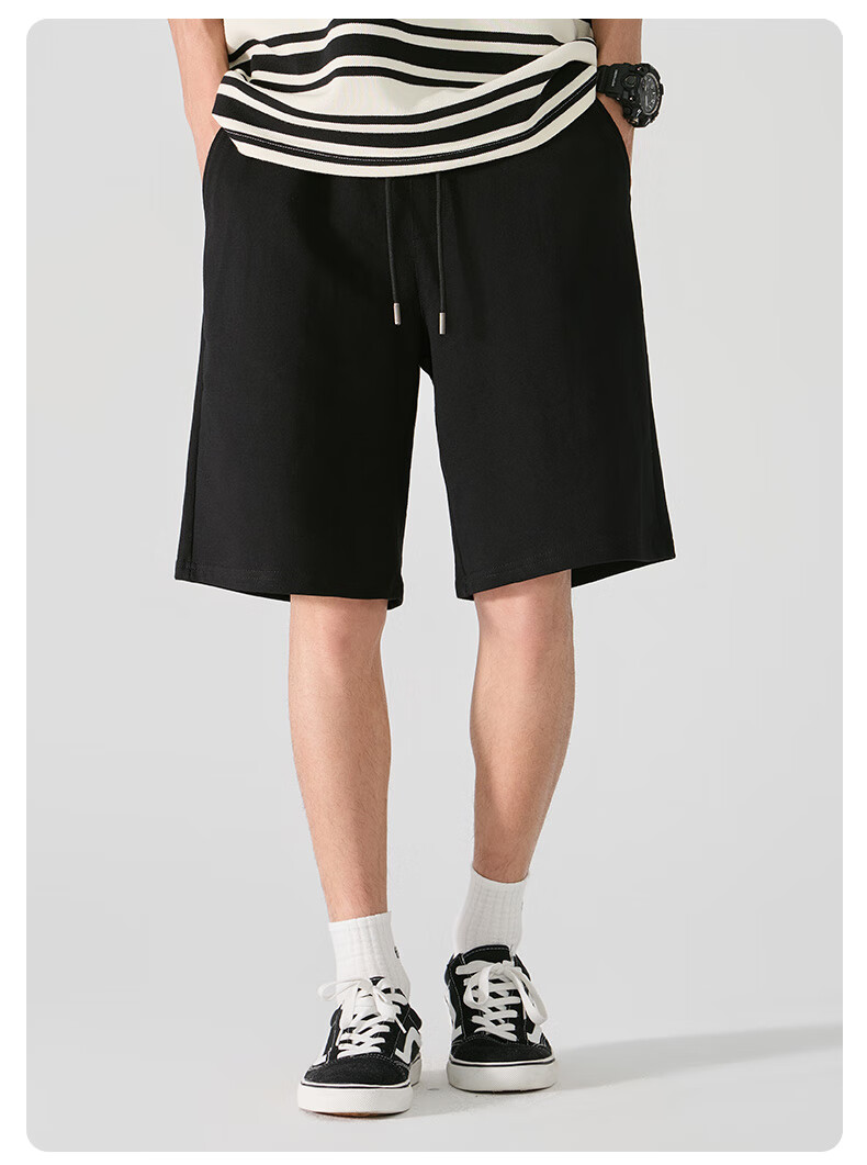 JEEP SPIRIT Men's Pure Cotton 5-Minute Shorts Summer 220G Heavyweight Breathable Versatile Sports Loose Large Size Casual Shorts 13