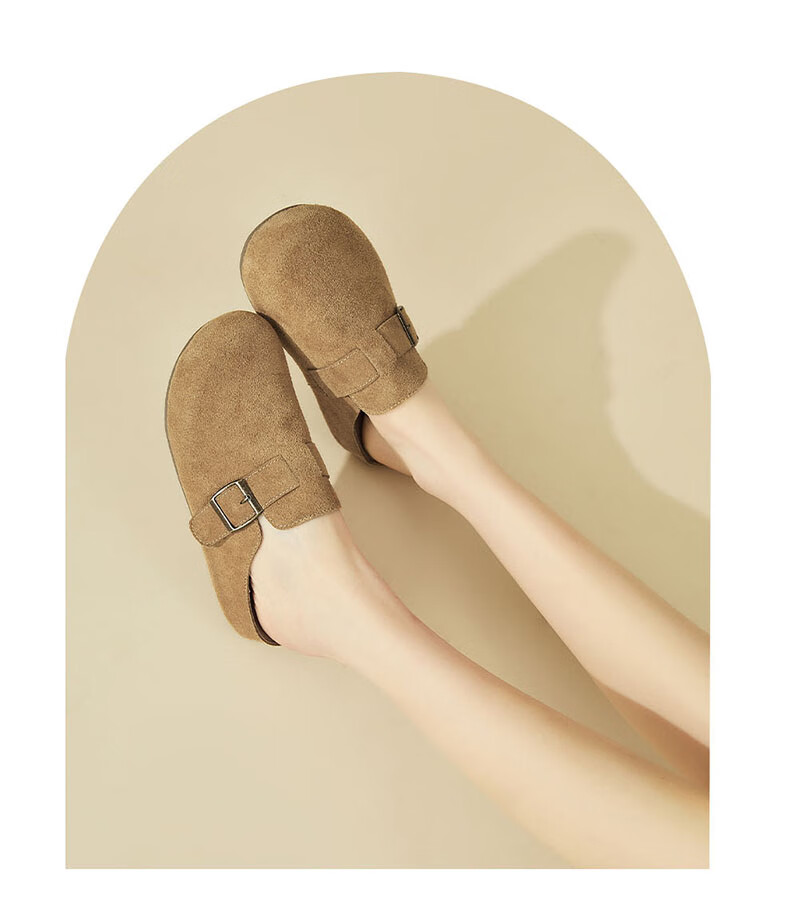 Daphne Women's Slip-On Half Slippers, Retro Soft Sole Casual Birkenstock Style, Apricot, Size 37 12