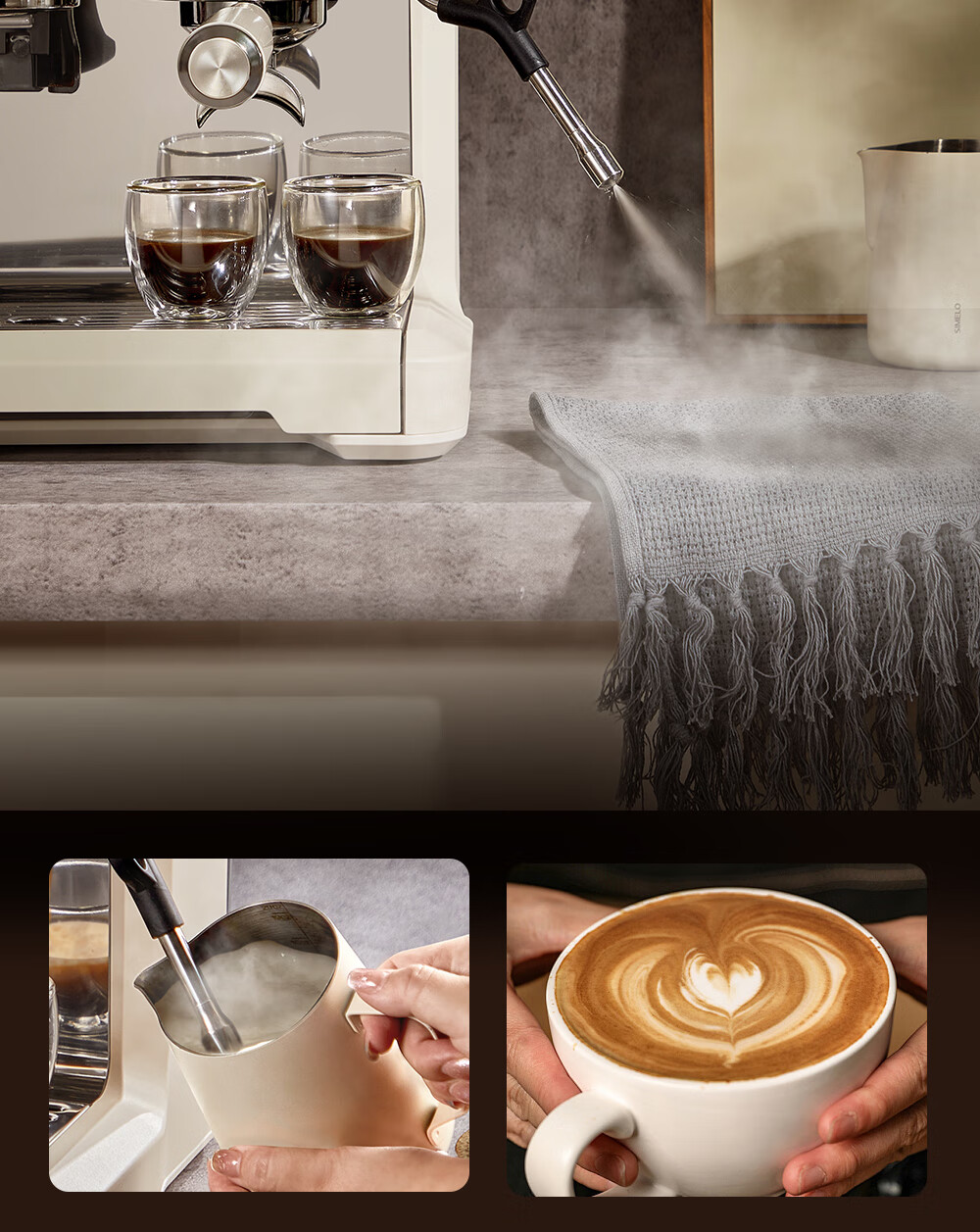 AEOMJK Aimo Ke Coffee Machine, Semi-Automatic Italian-Style Grinding All-In Americano for Home And Office Use, Dual Pump Dual Boiler Automatic Milk Frother CM5710, Holiday Gift 19