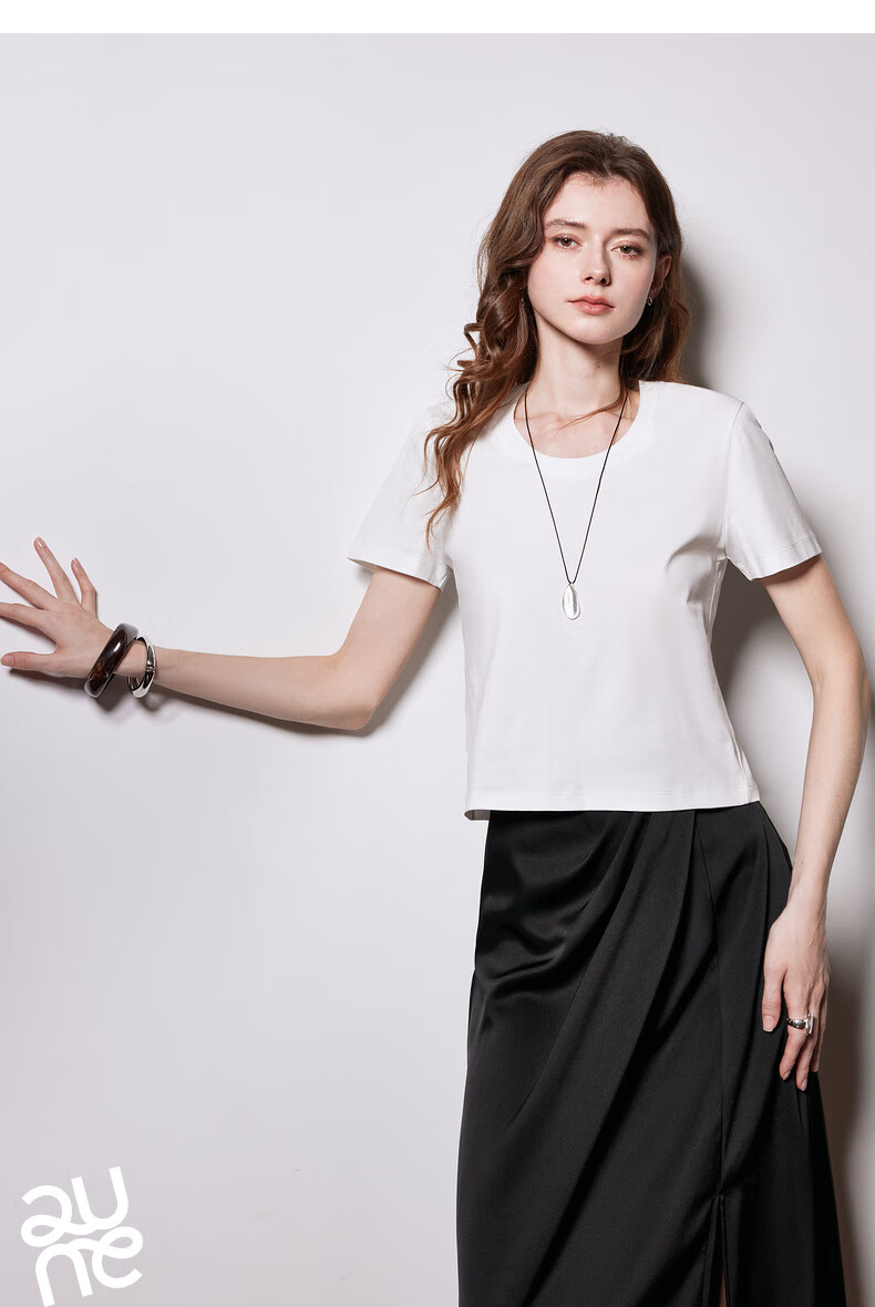 Chuyu Mulberry Silk T-Shirt for Women, 2025 New Style, Mandarin Collar Short Sleeve Simple Versatile Top, Ice Lake Blue, M 11