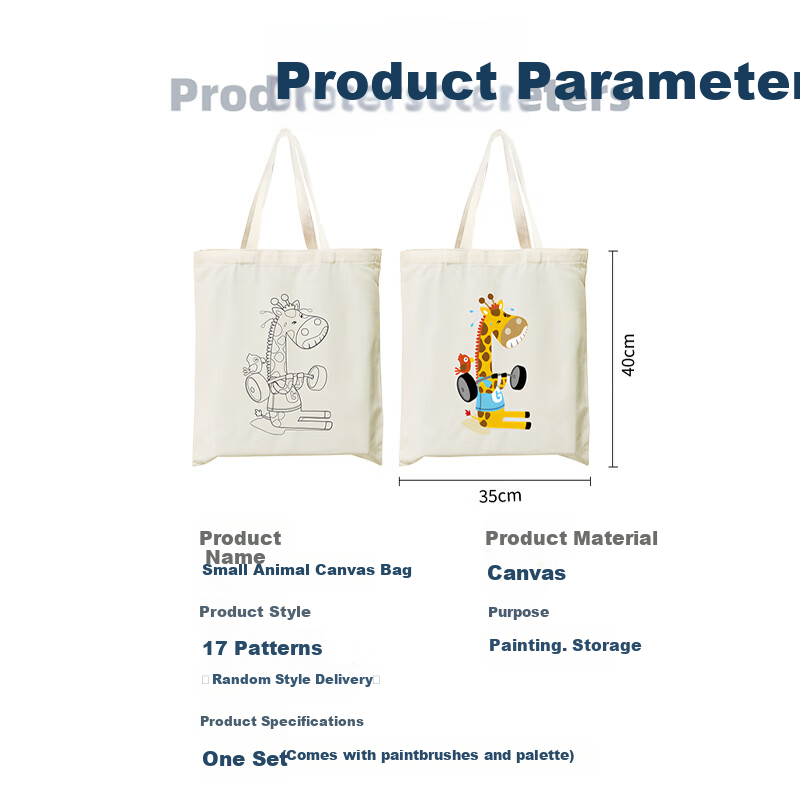 Dipuer White Canvas Bag, Blank Canvas Pouch, Children's DIY Handmade Drawing Bag, Creative Handbag for Painting And Drawing