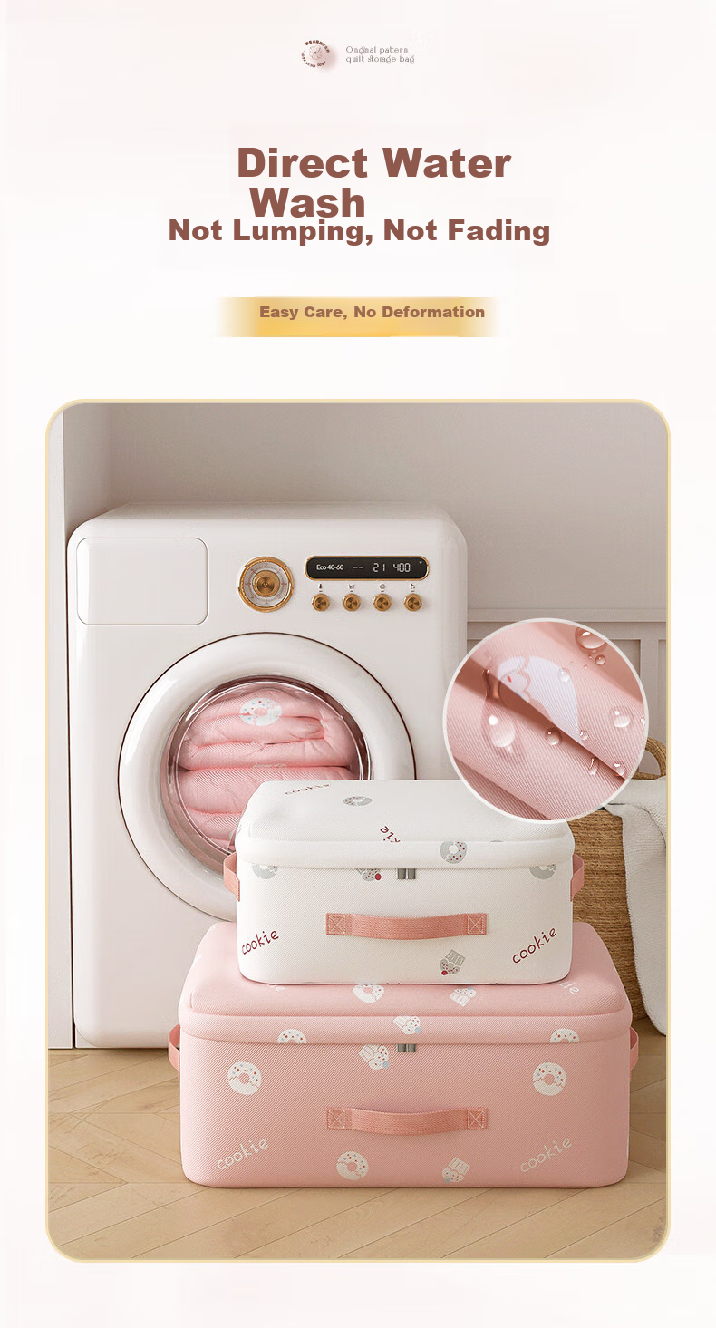 Baicaoyuan Quilt Storage Bag, Clothes Organizer Bag, Moving Packing Cotton Quilt Bag, Clothing Dust Cover, Night Cherry Pink, L 5