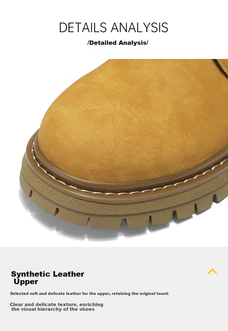 HLA Couple Boots, Yellow Boots for Men, Comfortable Thick-Soled Martin Boots, Men's Style T249, Earth Yellow Color, Size 40 16