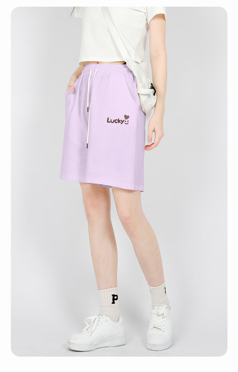 Jeanswest Casual Shorts for Women, 2026 Summer New Style, Pure Cotton Slimming Athletic Versatile Printed A-Line Casual Knee-Length Shorts 11