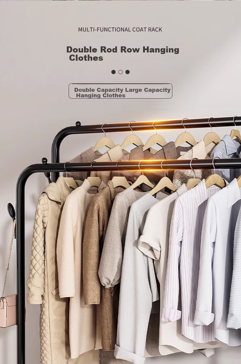 Quanpinwu Clothes Drying Rack, Floor-Standing, for Hanging Clothes on Balcony, Indoor, Bedroom, Dormitory, Home Use, Drying Pole, Simple Shoe And Hat Storage Rack 6