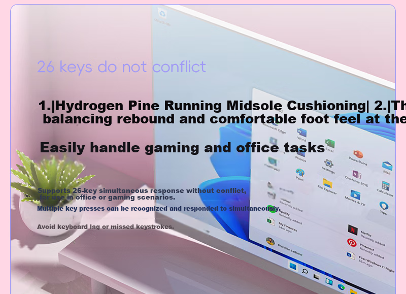 HP K110 Mechanical Feel Keyboard, Black-Gray Tri-Color, 98-Key Layout, Wired USB Gaming Laptop, 26 Keys without Backspace 5