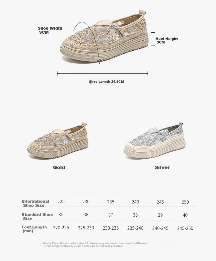 ZHR Fisherman Shoes for Women, Breathable Mesh Casual Fabric Shoes, Versatile Comfortable Thick-Soled Flats, M626 Gold, Size 37 12