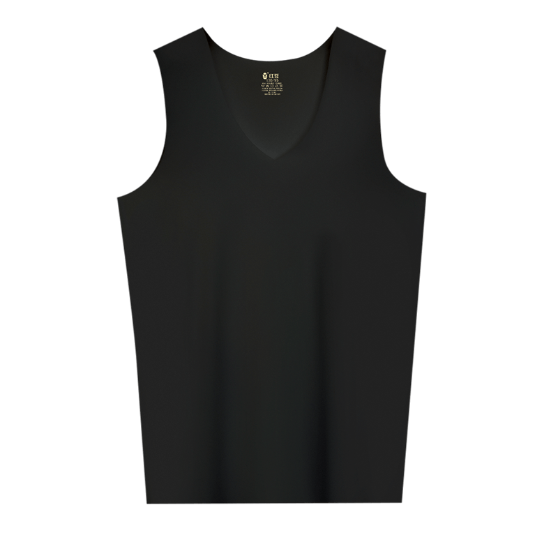 Hongdou Men's Seamless Ice Silk Breathable Stretch V-Neck Simple Versatile Vest