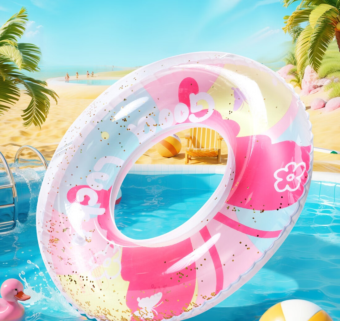 361° Children's Swimming Ring, for Boys And Girls, Anti-Rollover, Suitable for Beginners And Toddlers, Cute Underarm Design, Inflatable, Summer Pink 8
