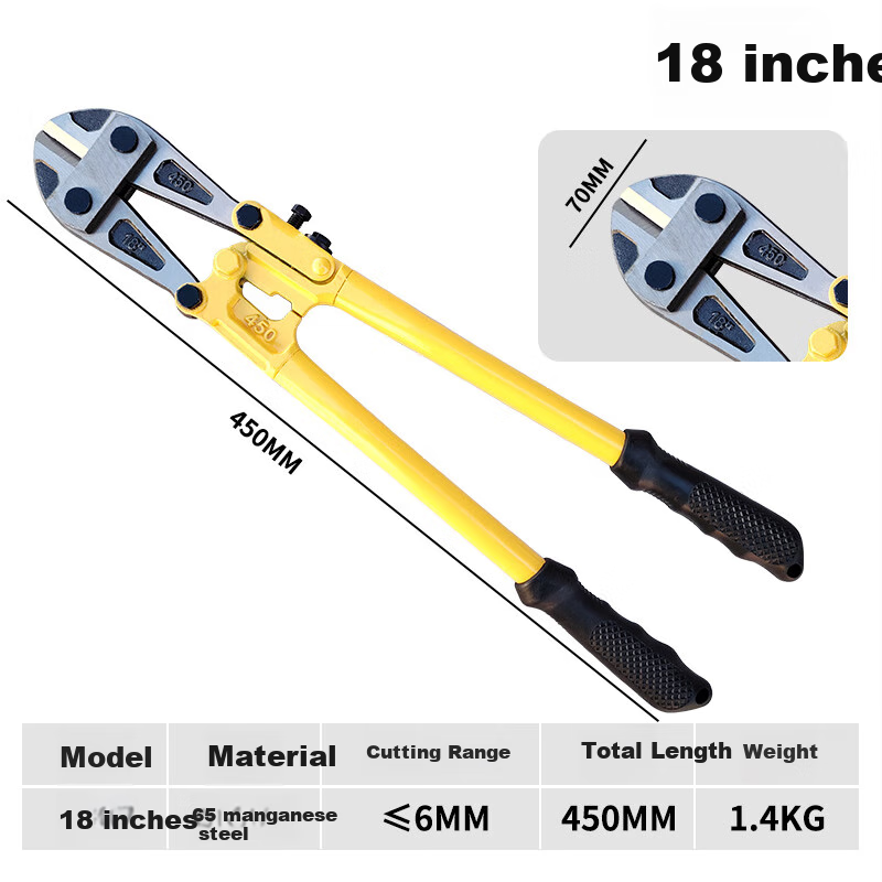 QL Wire Cutter, Rebar Cutter, Steel Wire Cutter, Iron Wire Cutter, Wire Cutting Pliers, Lock Cutter, 18 Inches
