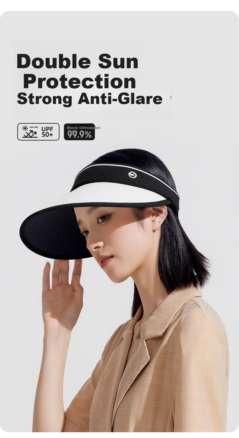 VVC Sun Protection Hat for Women, Summer Sun Visor Cap, Full Face Sunshade Hat, Visor Cap, Moon White 2