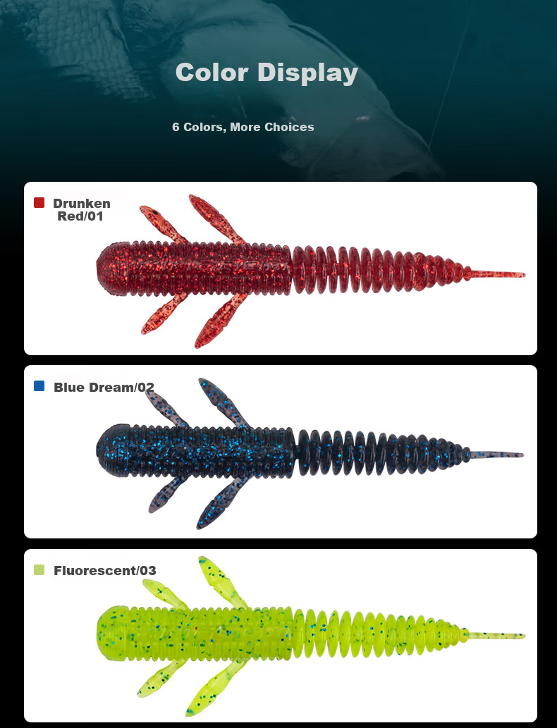 Guowangluya Soft Fishing Bait, Floating Real Dance Worm, Tail Black Pit Bottom Fishing, Largemouth Bass And Mandarin Fish Soft Worm, 60mm-03 Fluorescent 8
