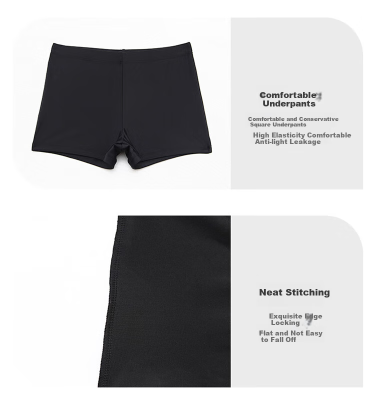 Sanqi Women's Two-Piece Swimsuit, Conservative Skirt-Style Boyshorts, Tummy-Covering, Slimming, Plus Size, for Hot Springs And Sports Swimming, Black, Size L 7