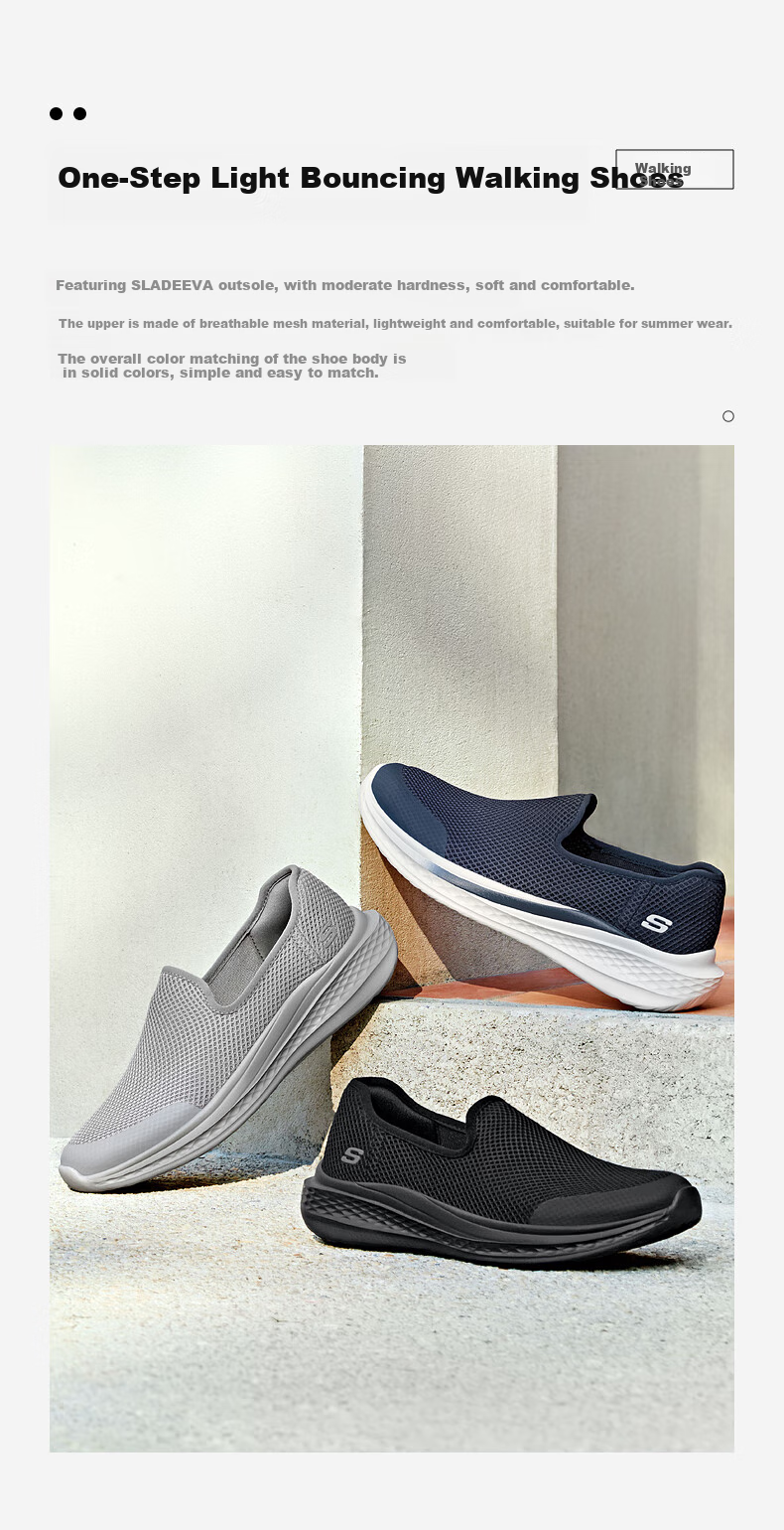Skechers Men's Walking Shoes with Soft Soles, Comfortable Slip-On Casual Shoes, Wide-Fit Shock-Absorbing Sneakers, Running Shoes 1