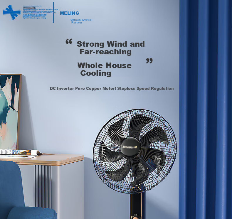 MeiLing Electric Fan/Floor Standing Fan Home Large Airflow Oscillating Industrial Aluminum Blade Fan Office Bedroom Commercial Energy Saving MPF-DL18612 3