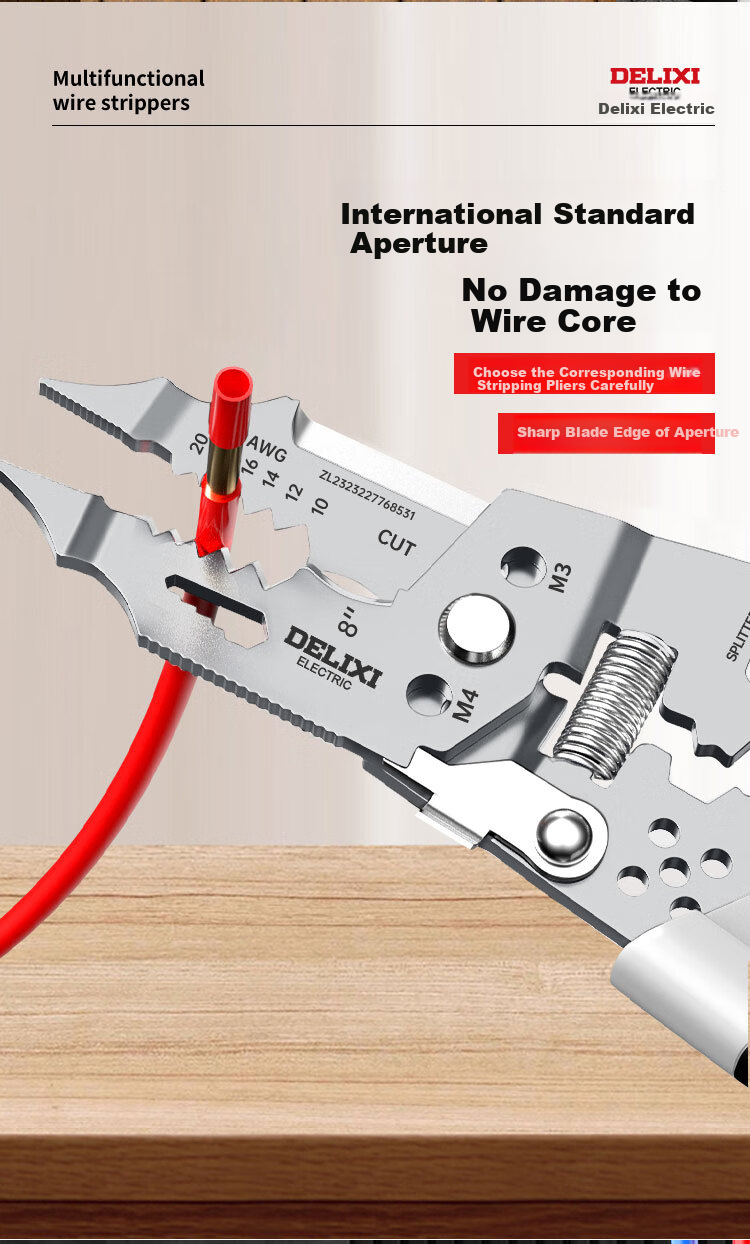 DELIXI ELECTRIC Wire Stripping Pliers, Electrician's Multi-Function Wire Cutter, Cable Crimper, Professional Electrician's Cable Scissors, 28-In Set with Voltage Tester 8