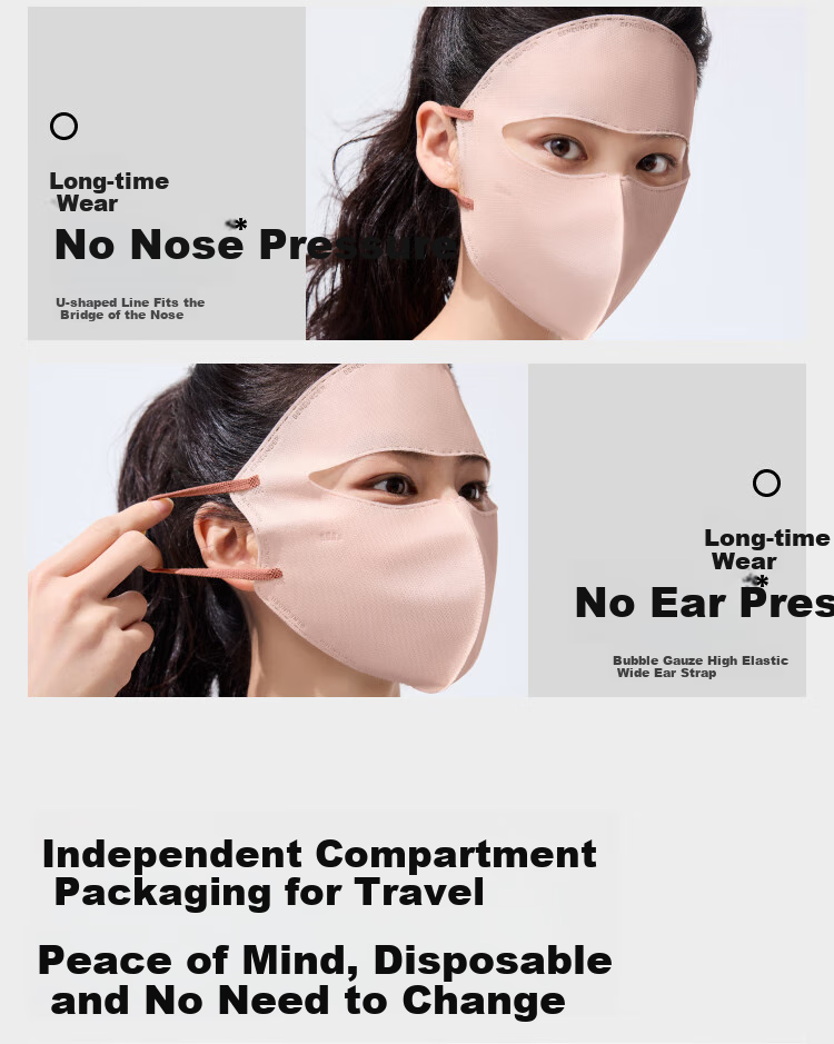 Beneunder Daily Disposable Sun Protection Face Mask for Women, Full Face UV Protection Mask, Twilight Black (X7) UV221 13