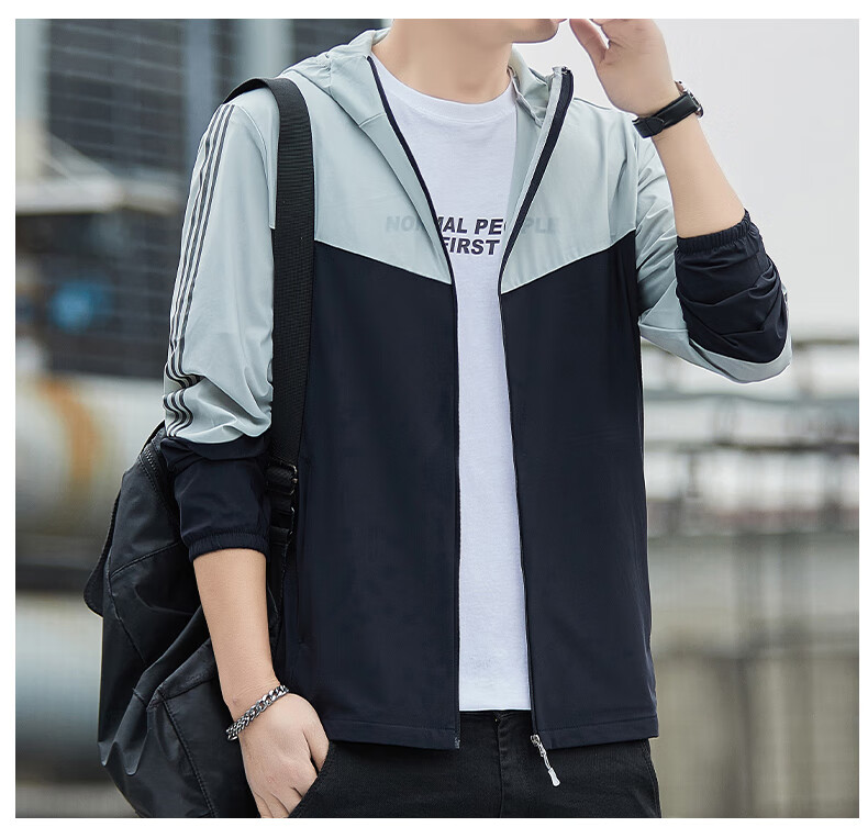 ROMON Men's Summer Sun Protection Jacket Ice Silk Breathable Casual Outdoor UV Protection Fishing Quick-Dry Coat 1226 Dark Blue 6X 12