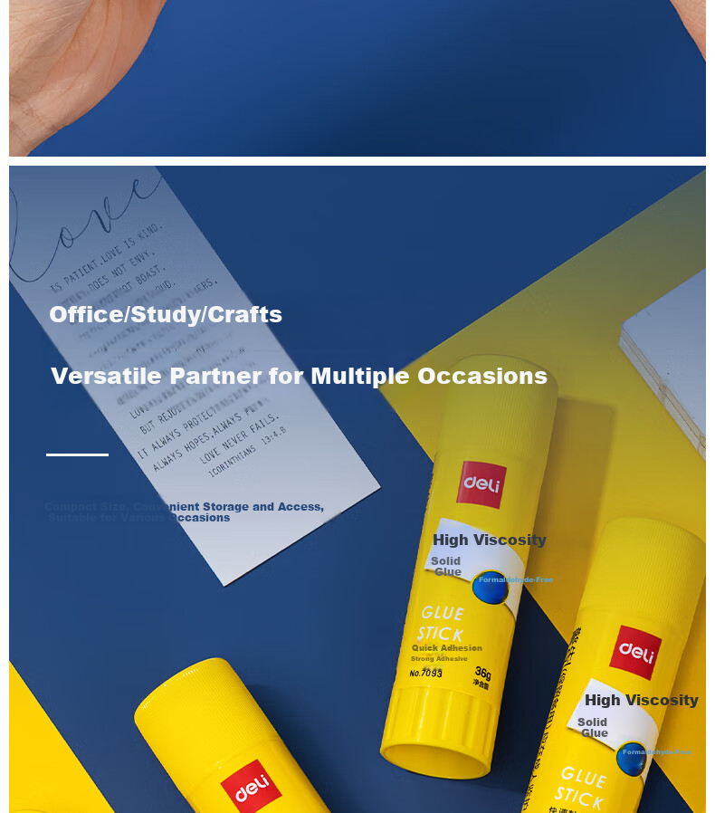 Deli 36g High Viscosity PVP Solid Glue Stick, Formaldehyde-Free Quick-Drying Durable Adhesive, Strong Bonding, Student Stationery, Single Stick for Order Filler, Office Supplies 14