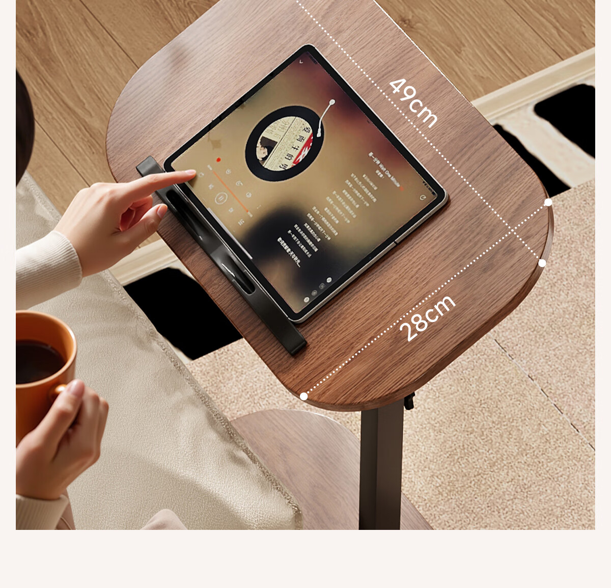XIAOJIANGCAI Movable Flip-Lift Computer Desk, Bedroom Study Bedside Table, Living Room Sofa Side Table, Small White Desk 9