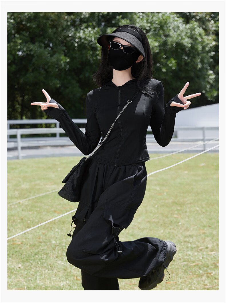 LangSha Slim Fit Sunscreen Jacket for Women Summer New Ice Silk Slimming Outdoor UV Protection Hooded Sports Coat 21