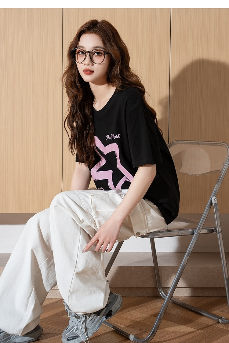 TonLion , 2026 Summer Women's Fashion Trendy Front Chest Print Short-Sleeve T-Shirt 6