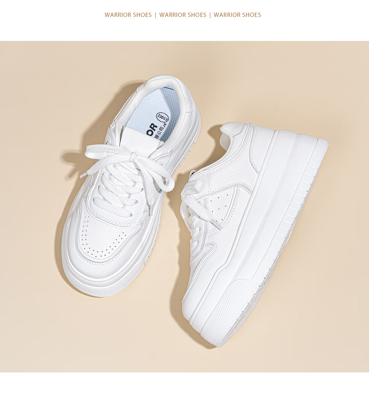 Warrior Women's Mesh Breathable White Sneakers Thick Sole Height Increasing Comfortable Casual Shoes White Mesh Size 34 19