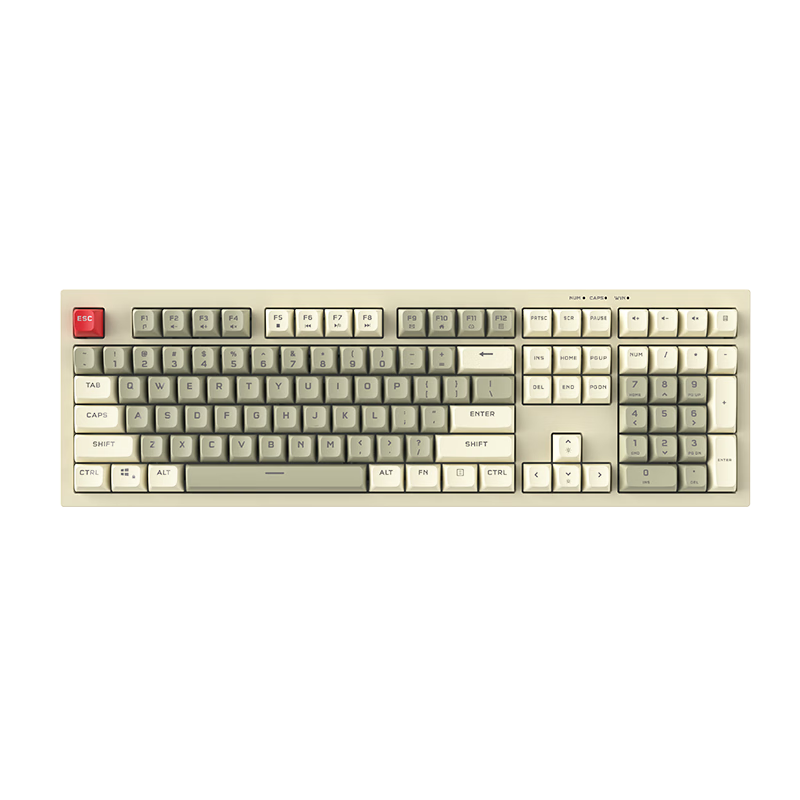 Aigo Mechanical Feel Keyboard, 108-Key Full-Size Layout, Colorful Lighting, Wired Connection, Quiet Operation, Office And Gaming Computer Universal External Keyboard, FG108 Vintage Gray