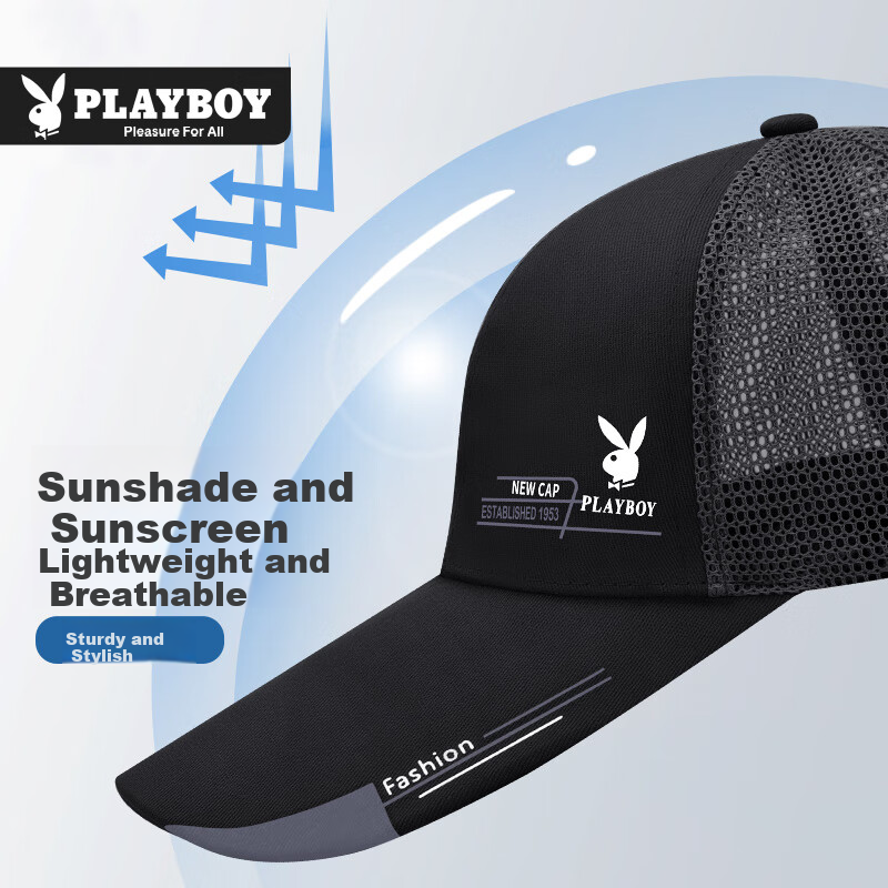 PLAYBOY Baseball Cap for Men And Women, Sun Protection Adjustable Half Mesh Breathable Travel Visor Hat for All Seasons