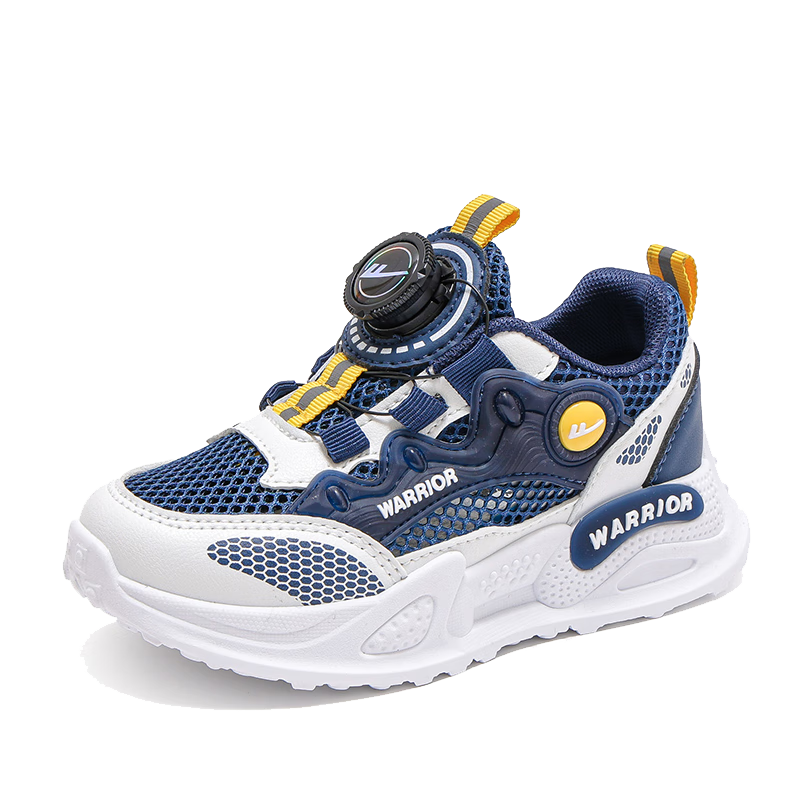 Warrior Children's Shoes, Boys' Breathable Mesh Shoes, Summer Single Mesh Kids' Sneakers WZ(CL)-0500 Deep Blue And White, Size 31