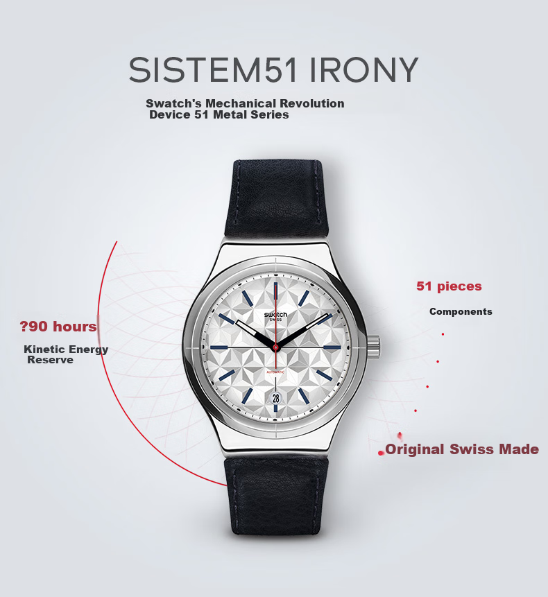 Swatch Swiss Watch Leather Strap Metal Mechanical Men's Wristwatch Holiday Gift Maze Decoratio 1
