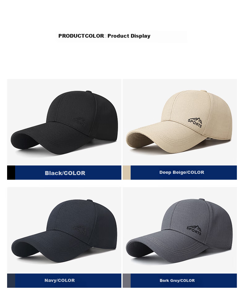 Jiancai Father's Day Gift Baseball Cap for Men And Women, Large Size Casual Versatile Fishing Sun Protection Breathable Extended Brim Cap 3