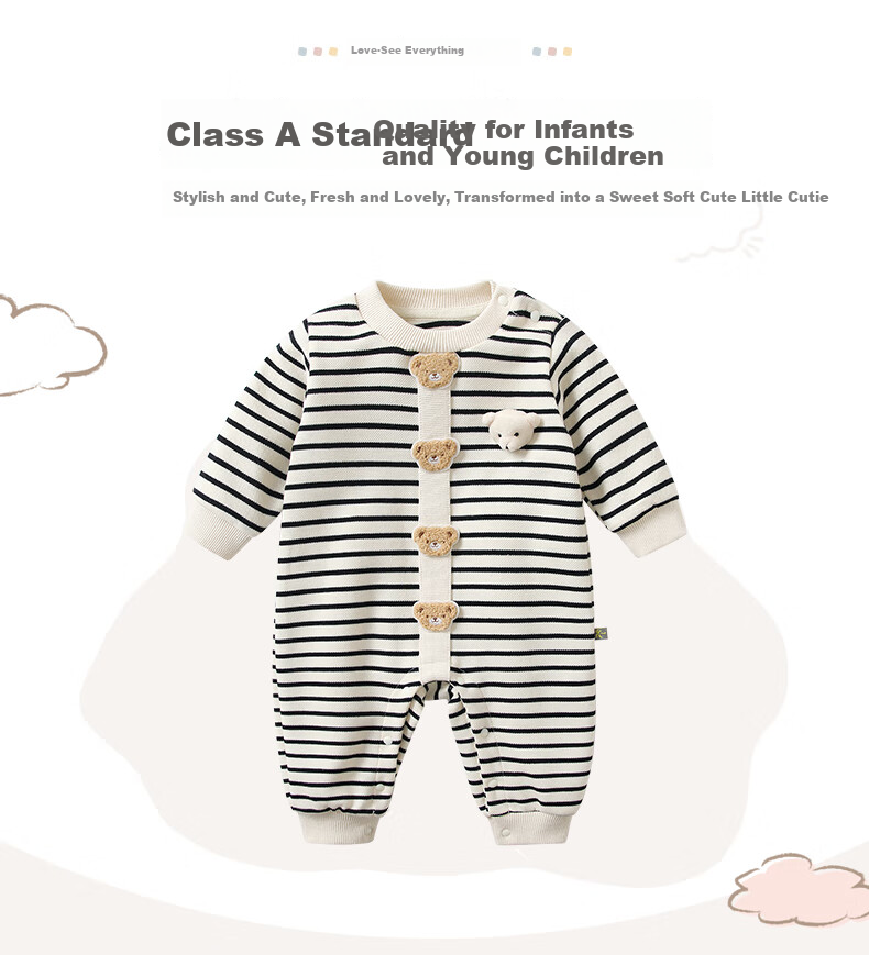 VOONLIE Baby Clothes Autumn Outfit Newborn Boy Romper Full Moon Hundred Days Super Cute Outdoor Onesie Bodysuit Autumn Winter 3